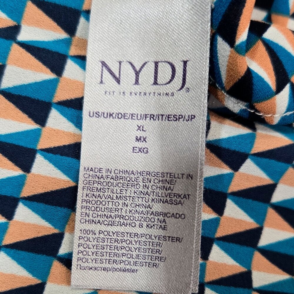 NYDJ Multicolor Triangle Geometric Split Neck Blo… - image 8